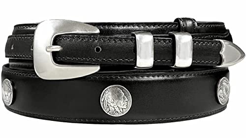 Silver Mirror Buckle Oil Tanned Genuine Leather Western Ranger Belt 1-3/8