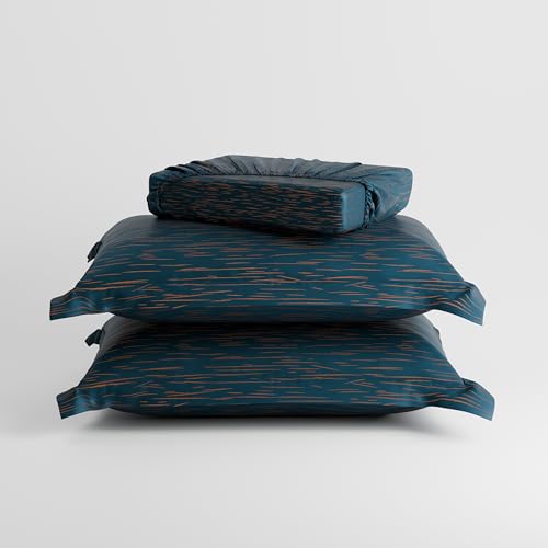 Image of Stoa Paris 350TC Luxture Cotton King Fitted Bedding Set with 2 Pillow Covers, All-Around Elastic Fitted Bedsheet 183cm x 198cm + 30cm Drop, All Season Comfort, Breathable, Panache 2.0 - Teal