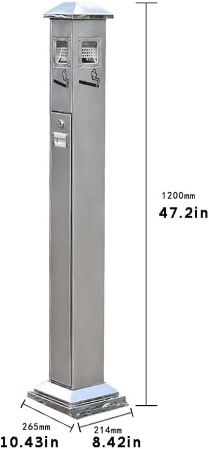Floor Ash ColumnVertical Cigarette Butt Column Ashtray Trash Can Outdoor Ash Column Vertical Cigarette Butt Column Stainless Steel Cigarette Butt Collector,B-One Size