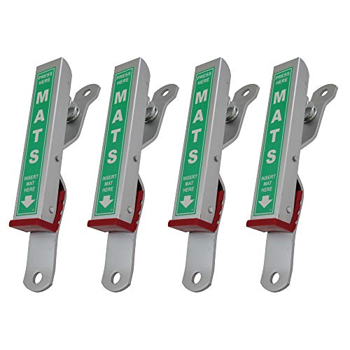 HI-TECH Car Wash Mat Clamps  Heavy-Duty Floor Mat Holders for Cleaning & Drying  Rust-Resistant Aluminum  Mountable  Holds All Mats  Green, 4 Pack