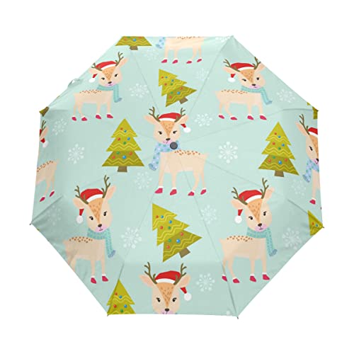 Parapluie pliable cerf wapiti de Noël bleu, le cadeau idéal et utile pour hommes et femmes