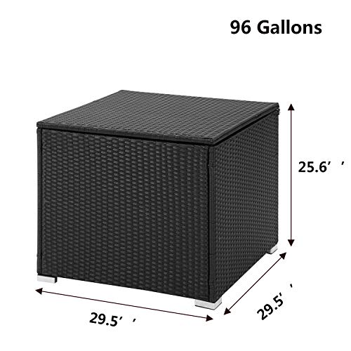 image for PUPZO Outdoor Large Deck Box, 96-Gallon Plastic for Patio Garden Stora