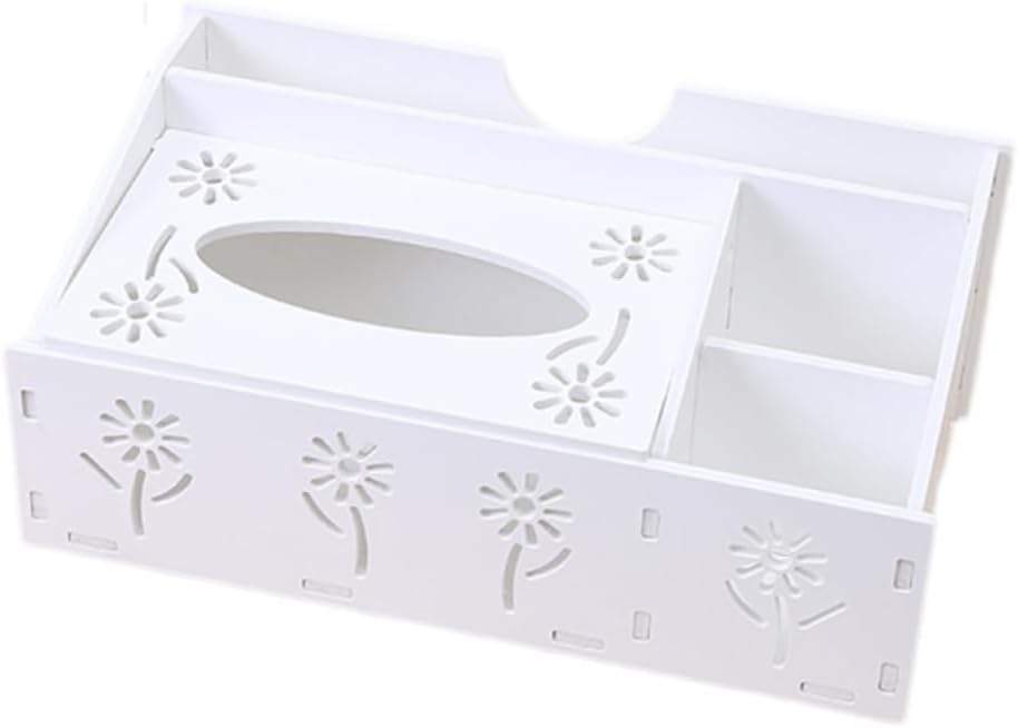 Remote Control Storage Box White Desk Organizer Tissue Box Holder Pencil Scissor Container Desktop Organizer for Home Office