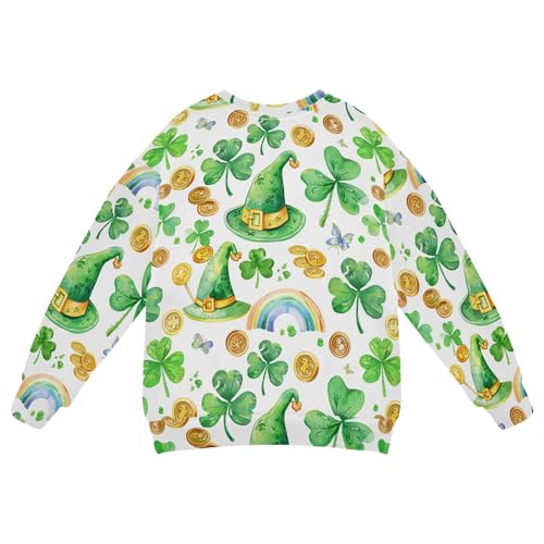 JUNZAN St.patrick Coins Hats Green Shamrocks Little Girls Hooded Sweatshirt Fleece Outerwear for Kids Athletic 4T2