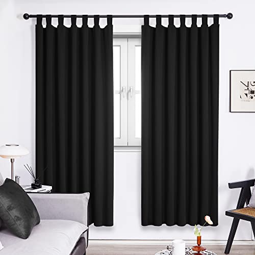 Deconovo Energy Saving Curtains Thermal Insulated Tab Top Blackout Curtains for Boys Bedroom 140x175cm Black ONE Pair - Image 3