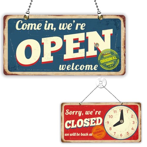 Panneau Open Closed vintage en bois deco murale suspendre pour fenetre de restaurant