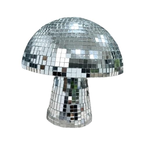 EnweiBingshi Mushroom Disco Ball - Silver Glitter Mirror Ball for Home Decor, Stage Props, DJ Light Effects, School Parties & Table Decoration(silver)