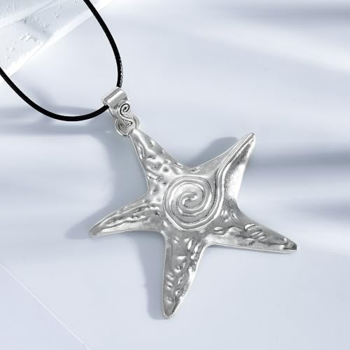 Big Star Spiral Necklace Gothic Chunky Pentagram Vortex Pendent Choker Beach Vacation Accessories for Women3