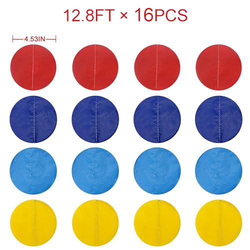 Image of 205Ft Red Blue Yellow Party Decorations Big Polka Dot Tissue Paper Backdrop Streamer Colorful Circle Dots Hanging Garland for Carnival Circus Clown Fiesta Festivals Birthday Party Supplies