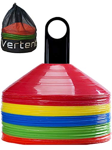 Vertent Football Cones (Set of 50) - Agility Football Cones with Carry Bag and Cone Holder Perfect for Football and Sports Training Cones Sports Cones Football Cones Training Set Multisport Cones