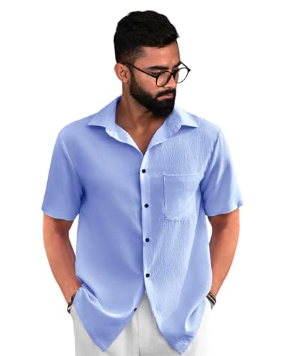 Image of Tee Projekt Solid Shirt for Men's ||Pop corn Shirt|| Solid Shirt for Men's|| Casual Shirt for Men||Half Sleeve Spread Collar Shirt for Men