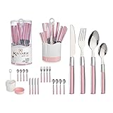 cuberteria rosa Set de Cubiertos Rosa Acero Inoxidable PS (16 Piezas)