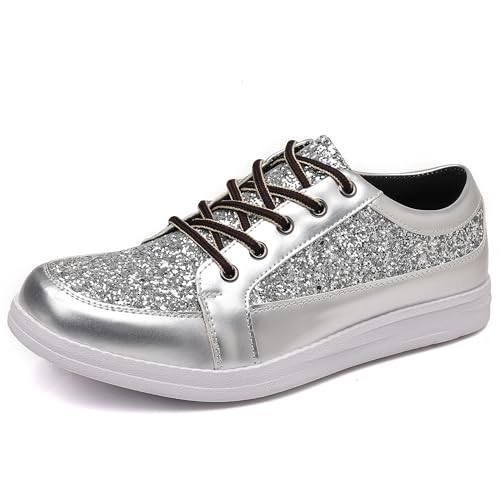 Image of Trsorini Mens Glitter Shoes Sparkly Sneakers Fashion Bling Sequin Shiny Comfort Men Shoes