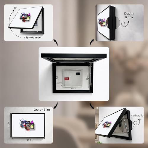 Image of PAINTINGMANTRA Electric Meter Box Decorative Painting Electrical Panel Cover With Hydrolicx Decorative Wall Hanging Painting, Electrical Panel Cover Lid Creative Switch Box (Black, Size: 13x17 Inch)
