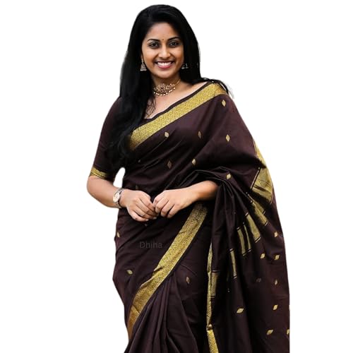 Image of Original Maheswari Cotton Silk Saree for Women | Kanjivaram Pure Silk Cotton Sari with Blouse | Zari Work | Tassels | Handloom Weave