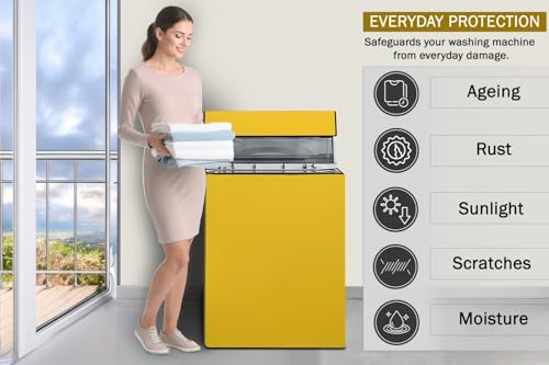 Image of Stylista Waterproof and Dustproof Polyester Washing Machine Cover Compatible for Godrej 7.5 Kg Fully-Automatic Top Loading WTEON ALP 75 5.0 FDTN GPGR, Yellow