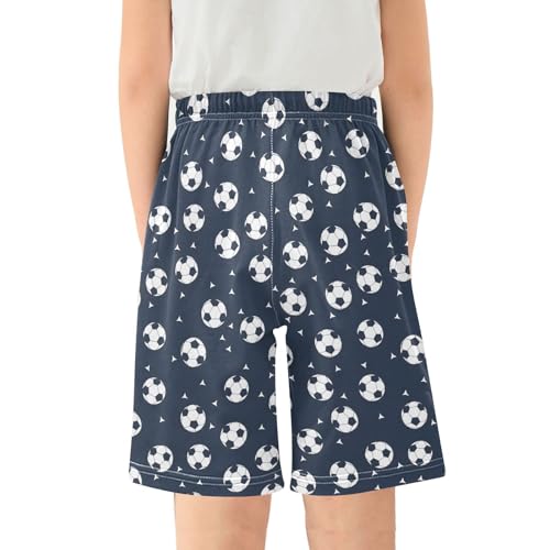 ALAZA Funny Football Ball Sport Soccer Pajama Shorts Elastic Waist Casual Sleep Shorts with Pockets Size 6-142