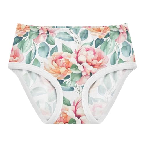 Joisal Watercolor Pink Flowers Little Girl Panties Toddler Underwear Floral Cotton Pattern Briefs Girls Undies 2t