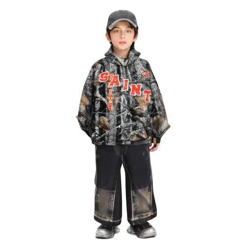 Image of Saint Tears Boys Camo Hoodies Vintage Sweatshirt Pullover Casual Crew Neck Kids Hoodie Graphic Print Hooded (2-7 Years)