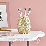 Tuelaly Pineapple Pen Holder Aesthetic Pen Holder for Desk Pencil Holders and Organizers Makeup Brush Holder Gifts for Teachers School Office Golden