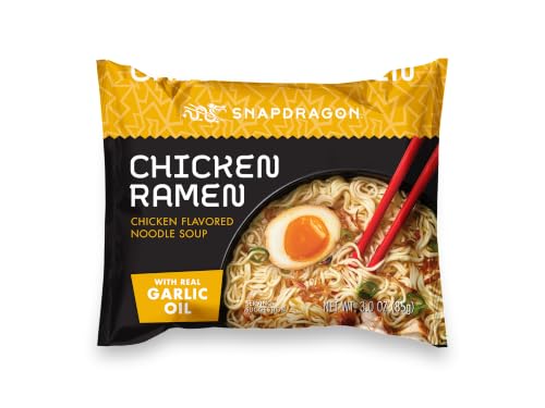 Image of Snapdragon Chicken Ramen Cup Noodles - 4 Pack Instant Ramen Packet with Authentic Wheat Noodles, Soup Flavor Sauce, Vege Pack, and Garlic Flavoring Oil. Microwave or Hot Water, Easy Meal Prep