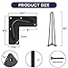 SMARTSTANDARD 20 Inch Hairpin Table Legs, 3 Steel Rods 1/2 Inch Pipe Diameter, 800lbs Load Capacity, Mid-Century Style for Coffee Table, Side Table, Night Stand (Black, 4PCS)