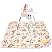 Basumee Splat Mat High Chair Mat Waterproof Baby Play Splat Mat for Under High Chair Food Catcher Highchair Mat for Floor Non Slip Bottom, Brown Rainbow, 46x42 Inches