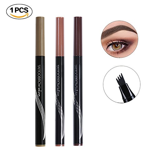 Turelifes Tattoo Eyebrow Pen with Four Tips Long-lasting Waterproof Brow Gel for Eyes Makeup (BRUNETTE)