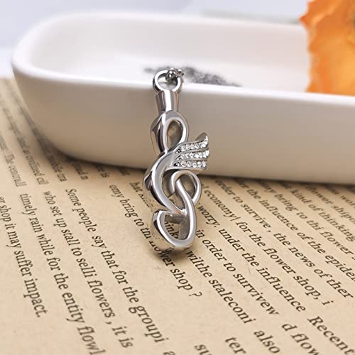 Music Note Cremation Jewelry for Ashes Clef Musical Note Urn Necklace for Human Ashes Keepsake Memorial Jewelry Gift, UR-25_Music3
