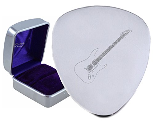 Stratocaster Acier médiator gravé en boîte - Les Beatles, Paul McCartney, John Lennon, RIngo Starr, George Harrison Stratocaster Acier médiator gravé en boîte