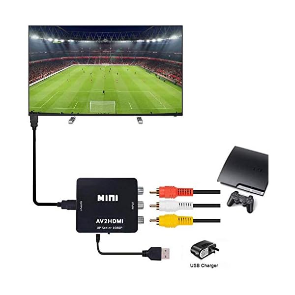 RCA-zu-HDMI-Konverter,1080P-Mini-Cinch-CVBS-AV-zu-HDMI-Video-Audio-Wandleradapter, unterstützt PAL / NTSC mit USB… – Bild 7