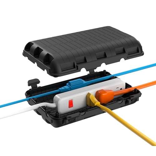 Outdoor Electrical Box(9.05x6.61x2.67inch), IP54 Waterproof Extension Cord Cover 9 Cable Entry Ports...
