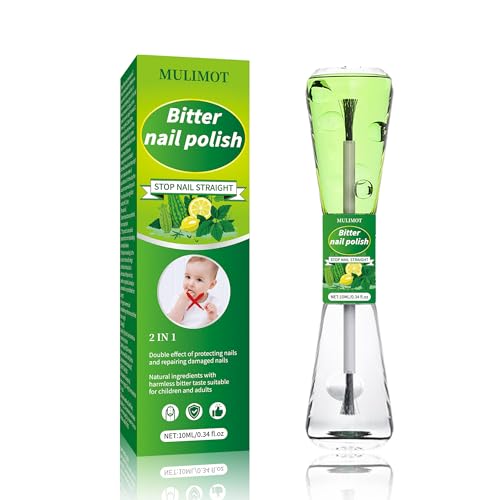 Mulimot Nail Biting Treatment for Kids, Nail Biting Prevention, No Bite Nail Polish, Thumb Sucking Deterrent, Protect & Repair 2 in1 Double Effect, Help Kids & Adults Stop Nail Biting 0.34Fl Oz(10ML)