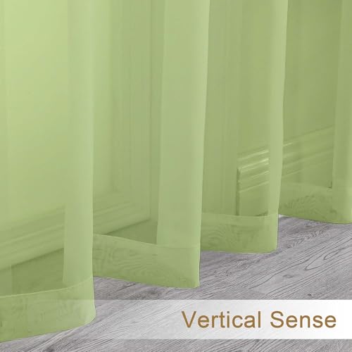 Image of Chyhomenyc Sheer Curtains 54 Inch Long 2 Panels Set, Light Filtering Short Soft Airy Short Cafe Curtains, Modern Rod Pocket for Dinning Living Room Bedroom, Each 42Wx54L in, 2PCS, Lime