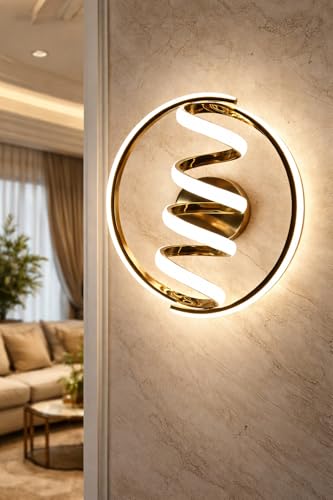 Image of Modern Spiral Round Ring Design 3 Different Color Mode Changing (Wh /WW /NW) Energy Saving Led Wall Lamp for Bedroom, Living Room, Restaurants, Dining, Coffee Shop,Home Etc