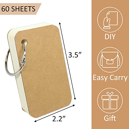 12 Pack Mini Blank Flash Cards With Binder Rings (60 Sheets), 2.2 X 3.5 Inches Blank Easy Flip Index Card Mini Study Cards For Studying By Zmybcpack #TOP1