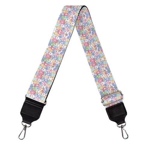 Image of Halloween Handbag Strap Canvas Purse Strap Colorful Bat Black Shoulder Strap Multicolor Bats Replacement Strap