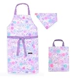 COLORFUL CANDY STYLE 子どもエプロン (130～160cm) 撥水ノーアイロン 手提げバッグ付きユニコーンファンタジー はっ水 軽量 汚れにくい シワ防止 三角巾 セット 女の子 N9000660