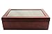 The Bamboo Leaf Wooden Tea Box Storage Chest, 8 Compartments w/Glass Window (Cherrywood)