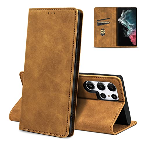 Protection Xiaomi Poco C40 antichoc marron avec étui portefeuille et fentes cartes