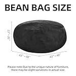 Bean Bag Chair 4Ft, Memory Foam Filled, Large Beanbag Chairs for Adults and Teens, Soft Sofa with Removable Flannel Cover, Round Couch for Living Room Bedroom College Dorm (Black, 4FT-47×47"×24") - Image 3