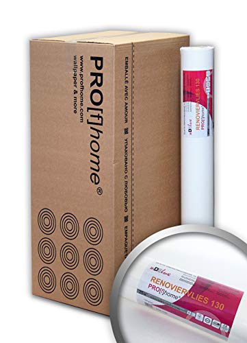 Profhome 399-130-9-AP Öko Renoviervlies 130 g Malervlies glattes Vlies rissüberbrückende umweltschonende Vliestapete nachhaltig weiß 168,75 qm 1 Karton 9 Rollen FSC® MIX Nr. TSUD-COC-001718-KR