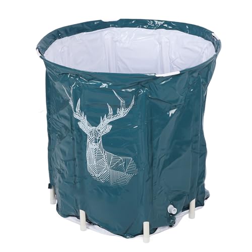 Garsent Portable Bathtub for Adults, Foldable PVC Spa Soaking Standing Bath Tub for Shower Stall, Freestanding Hot Ice Bath Tub, 80L Folding Spa Bath Tub for Small Spaces