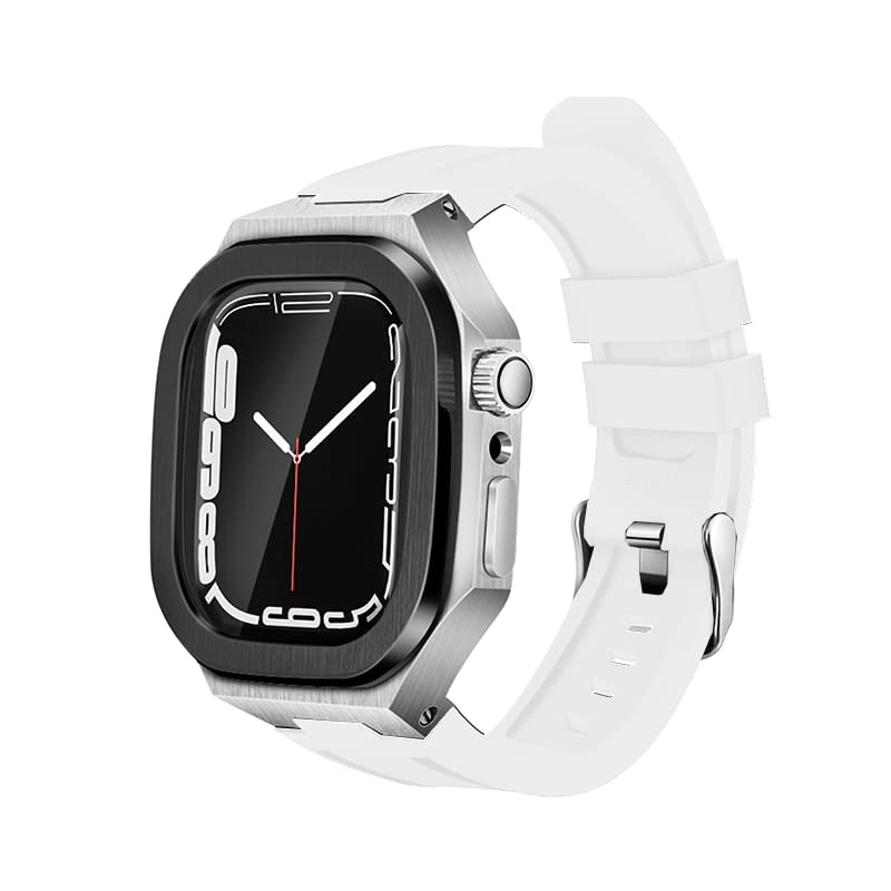 Kit modification Apple Watch 44mm 45mm : bracelet acier et boîtier métal iWatch 8 7 6