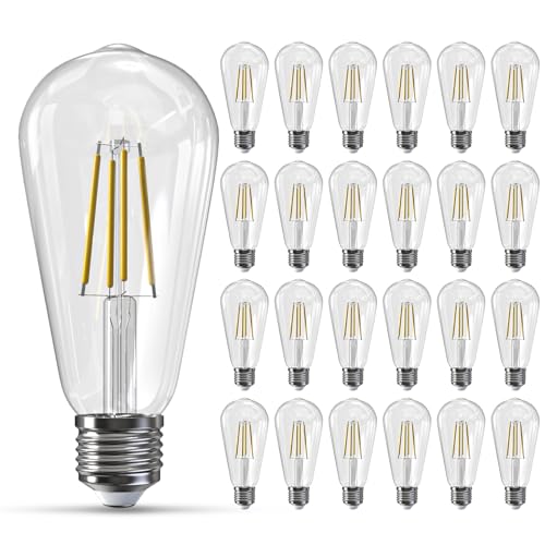 Image of Jensense Edison Bulbs E26 LED Bulb 60 Watt Equivalent, Vintage LED Light Bulbs CRI90+ ST19, Dimmable Clear Light Bulbs (4000K Natural White, 7watt-24 Pack)
