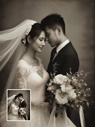 Diamond Painting Personalizado, Cuadro Diamantes Personalizado con Foto, DIY Diamond Painting Kit Completo, Pintar con Diamantes Personalizado para Manualidades, Regalos Personalizados 40x50cm L-238