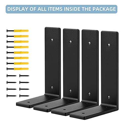 Picesa 6"X 4"Shelf Brackets,L Shelf Brackets, Die-Cast Formation, Vertical Angle, Premium Alloy Metal Heavy Duty Shelf Bracket, High Strength Mounting Hardware Included, Corner Brace Joint,Pack Of 4 #TOP6