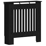 vidaXL Radiator Cover Black Oak 78 x 19 x 81.5 cm Engineered Wood, Modern Rectangular Radiator Cover, Decorative Heat Shield, Engineered Wood Decor, Child Safety Design for Home Heating