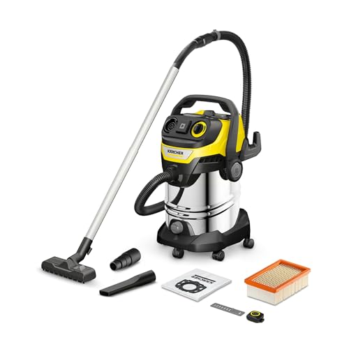 Karcher Aspirador en seco y húmedo WD 7 Control P S 30/6/35/T, Sistema Inteligente de Control de Filtro, Mando a Distancia, Toma de Corriente integrada, función sopladora, 1400 W, depósito: 30 l