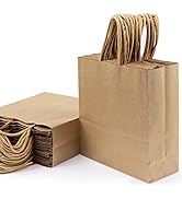 Tisorast 120Pcs Paper Bags with Handles Bulk, 8x4x10 Inch Kraft Paper Bags for Small Business, Sh...